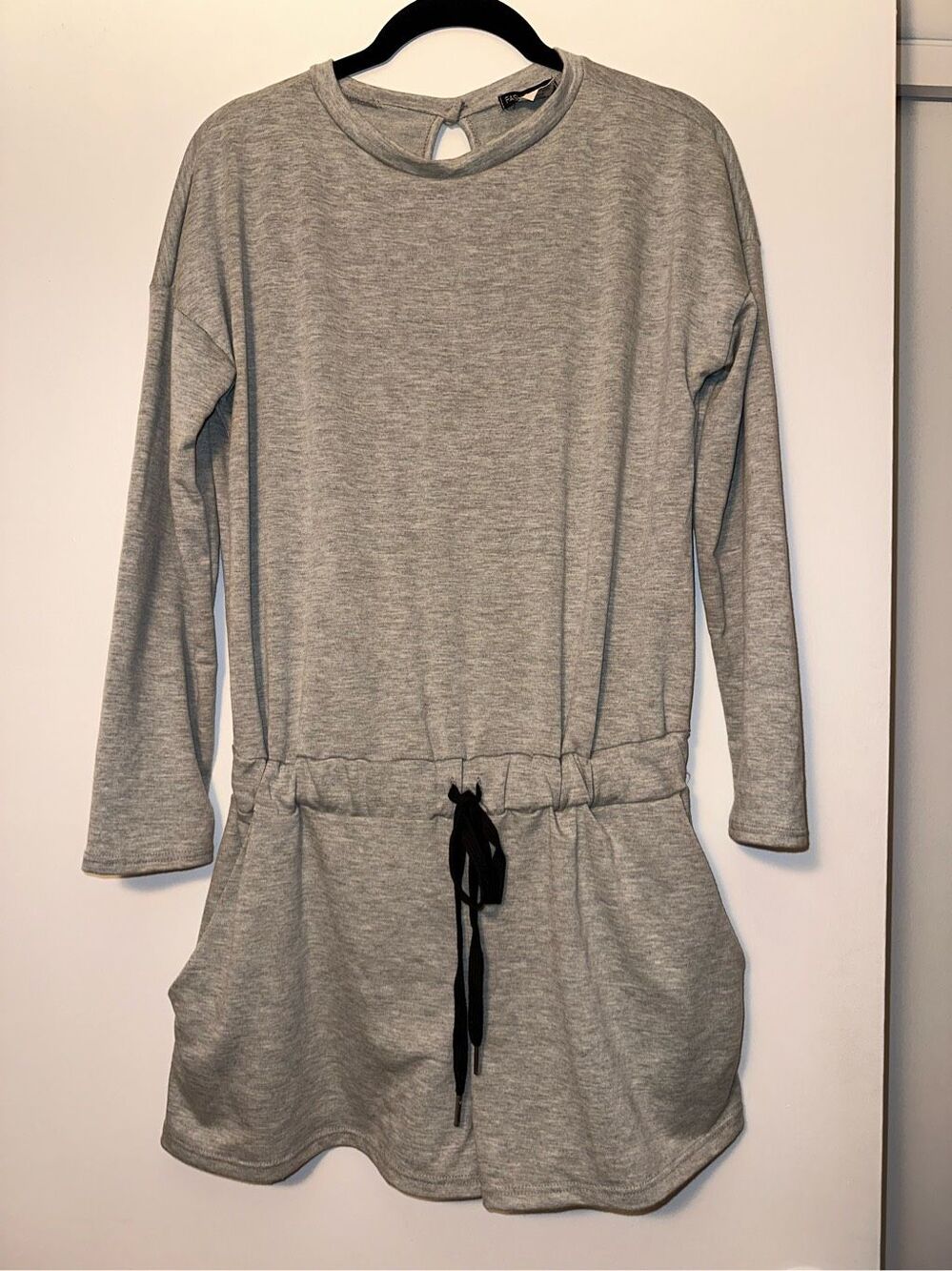 Fashion Nova Women’s Small Come Cuddle Long Sleeve Crew Romper Light Gray NWT
